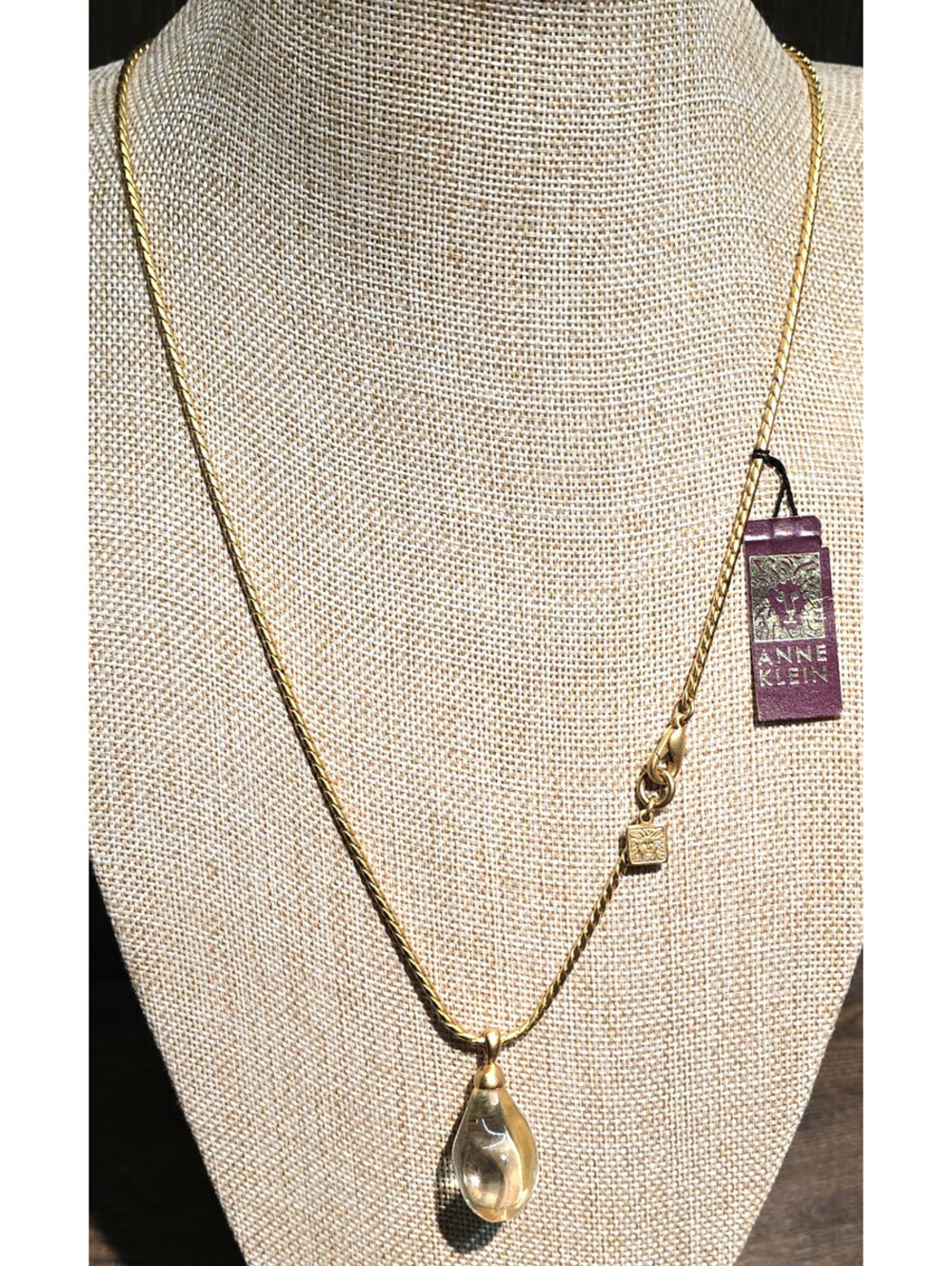 Vintage Anne Klein Necklace w Lucite Pendant New With Original Tags